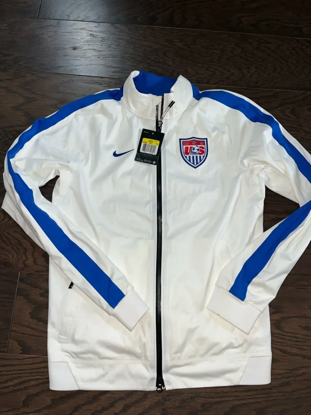 New Nike vintage White w/shield mens Team USA MNT Soccer Jacket S White Blue B